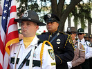 Law enforcement officers stand at attention at a Florida State Law Enforcement Memorial ceremony on Monday morning, May 2, 2011. Photo Credit: Ana Goni-Lessan