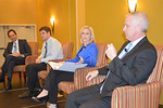 Rep. Katie Edwards speaks Monday at a conference on medical uses of marijuana with (L-R) moderator Justin Sayfie, Rep. Matt Gaetz, and Sen. Jeff Clemons. Photo Bill Cotterell.