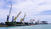 Large cranes load and unload freighters at the PortMiami, which will be competing with other Gulf ports when larger ships begin traversing a wider Panama Canal. File photo by Ed Webster.