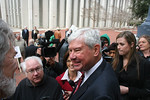 Former Sen. Bob Graham answers reporters' questions after an environmental rally at the Capitol in 2012. Photo by Bruce Ritchie.