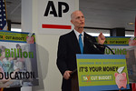 Gov. Rick Scott discusses his budget plans Wednesday at the annual Associated Press pre-session conference. Photo by Bill Cotterell.