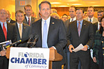 Mark Wilson, executive director of the Florida Chamber of Commerce, talks about the Chamber's legislative priorities during a news conference Tuesday at the state Capitol. Photo by Bill Cotterell.
