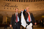 House Sergeant-at-Arms Russell Hosford (L) and Senate Sergeant-at-Arms Donald Severance drop their handkerchiefs at 10:40 p.m. to ceremonially signal final adjournment of the 2014 legislative session. Photo by Bill Cotterell,
