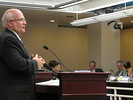 Rep. Dennis Baxley, R-Ocala, explains his HB 493 allowing appeals of park officials' decisions on monuments. Photo by Bruce Ritchie.