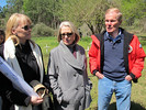U.S. Sen. Bill Nelson talks with USF forensic anthropologist Erin Kimmerle, left,  and Department of Juvenile Justice Secretary Wansley Walters near the cemetery at the Dozier School near Marianna. Photo by Bill Cotterell.