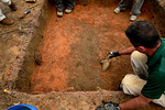 USF anthropologists work on a suspected grave Saturday at the former Dozier school in Marianna. The dark area in this excavation is a trench from one of Erin Kimmerle's previous excavations. Pool photo by Edmund D. Fountain, Tampa Bay Times.
