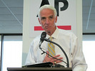 Former Gov. Charlie Crist on Wednesday said Gov. Rick Scott should have stopped discharges of nutrient-rich waters from Lake Okeechobee last summer.  Photo by Bruce Ritchie.