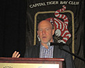 Writer Mark Leibovich talks to the Capital Tiger Bay Club on Friday about the culture of politics and government in Washington. Photo by Bill Cotterell.