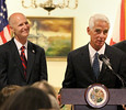 The bid by Gov. Rick Scott, left, for a second term -- likely opposed by former Gov. Charlie Crist -- will be the most-expensive fight in Florida politics this year. Here they meet to unveil Crist's official portrait in 2011. File photo.