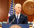 Rick Scott speaks at a press conference at the Capitol. Photo Credit: Ana Goni-Lessan